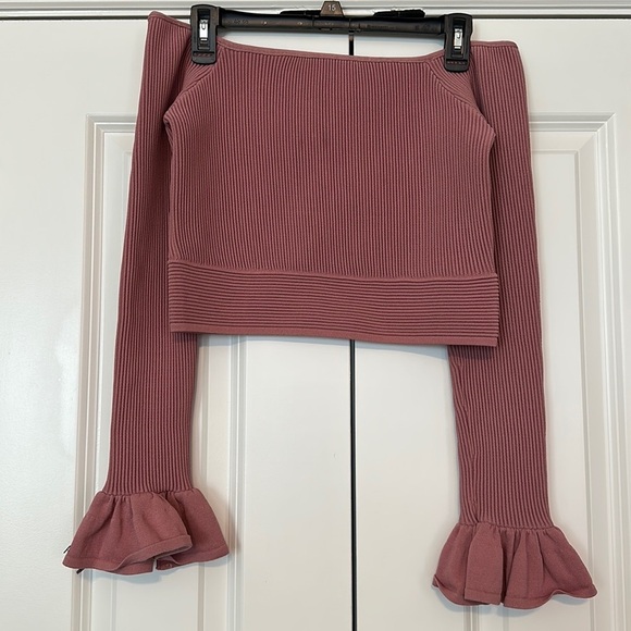 Women’s Gianni Bini Madelyn Off The Shoulders Sweater‎ pink medium ribbed top - Picture 2 of 8